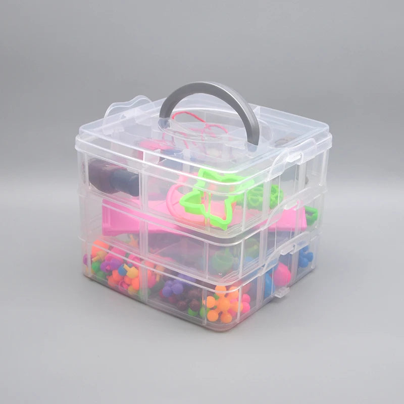 boîtes rangement transparentes empilables colorées poignée moderne 14.8cm 14.8cm 12.3cm