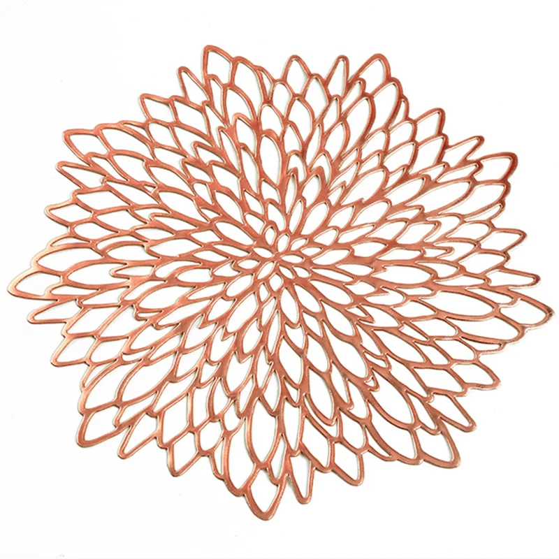 tapis table moderne or argent floral ajouré respectueux environnement silicone élégant set repas fourchette