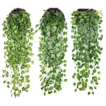 plantes artificielles suspendues feuilles vertes modernes décoratives extérieures accrochées ovales veinées opaques vivantes
