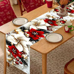 table noël blanc rouge motif floral hiver extérieur moderne festive polyester