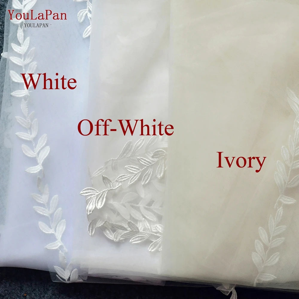 voile mariée blanc broderie feuilles transparente classique clips femme wedding veil