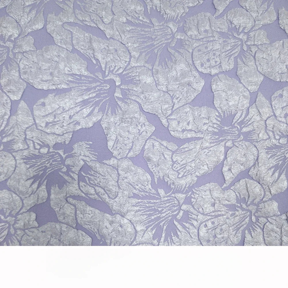 tissu polyester brocart fleurs relief bleu marine rose clair beige gris rouge jaune doré