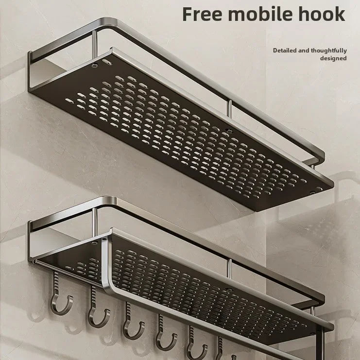 étagères murales salle bain gris métallisé perforées modernes fixations vis sans perforetion aluminium
