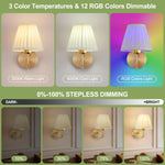 lampe murale sconce classique or abat jour plissé led télécommande 15 couleurs rvb chambre