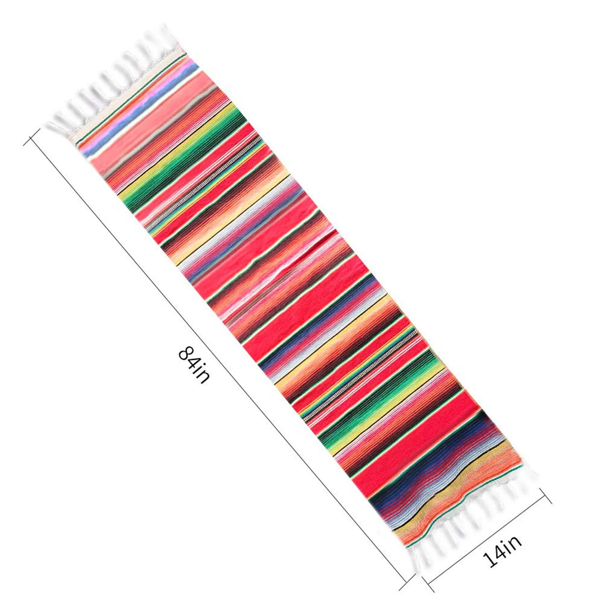 table runner mexicain festif multicolore franges decoration noel mariage rouge rose vert bleu jaune