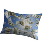housse coussin motif dollar moderne vert blanc bleu imprimé polyester coton fixation lit décoration