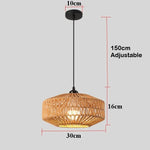 plafonnier suspendu rotin tressé rustique lampes salon chambre semi transparent E27