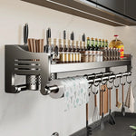 étagère murale multifonction imperméable pvc argentée moderne porte baguettes couteaux cuillères gobelets verres tasses