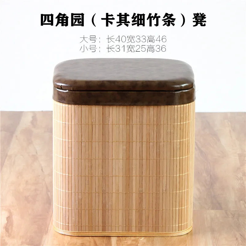 tabouret rangement bois couvercle amovible tissu beige entrée maison