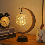 lampe table led or vintage étoile lune corde tressée romantique chambre décoration nocturne