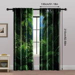 rideau forêt tropicale feuilles palmier vert noir polyester moderne opacité 75x166cm 105x230cm 130x210cm