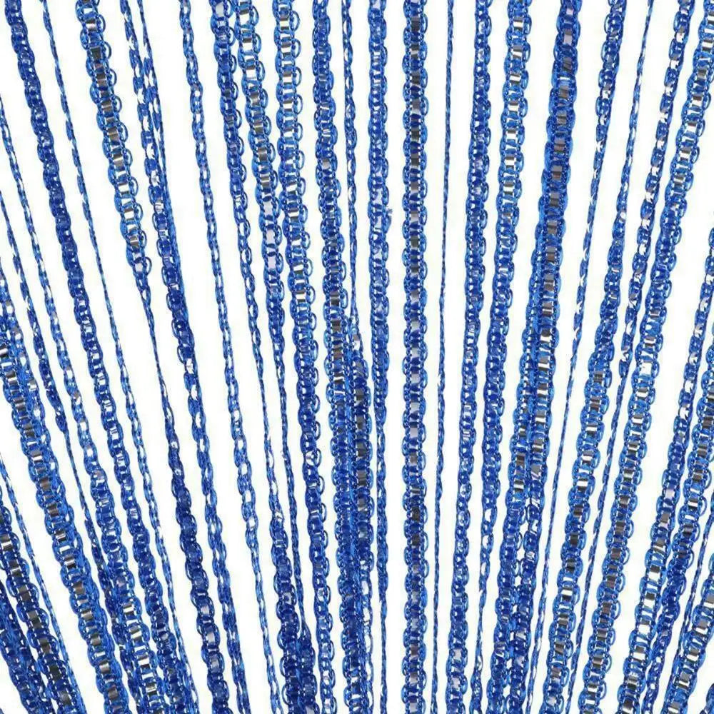 rideau decoratif franges bleu blanc argenté transparent moderne chambre 100x200cm