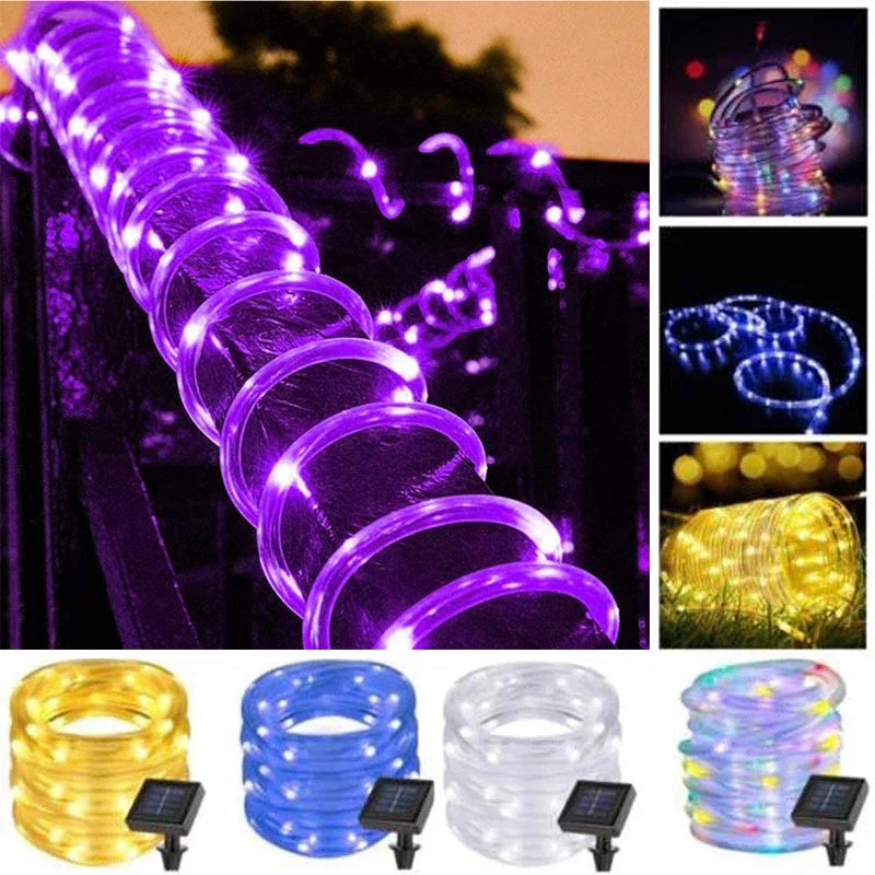 guirlande lumineuse solaire extérieure décorative led multicolore jardin terrasse jardinage nuit étanche moderne