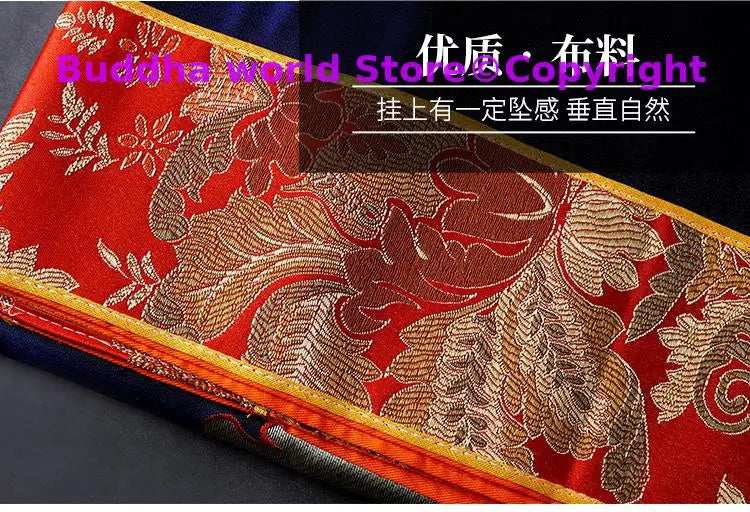 rideau porte artisanal motifs floraux broderie fine couleurs vives traditionnel tapisserie murale tibétaine bouddhiste