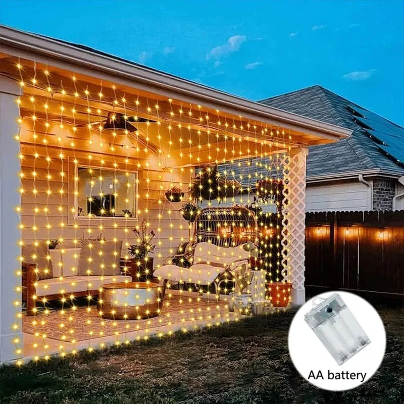 rideau lumineux led blanc chaud 600cm 300cm clips decoration noel moderne