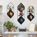 décoration murale moderne fleurs stylisées vases autocollants muriaux multicolores