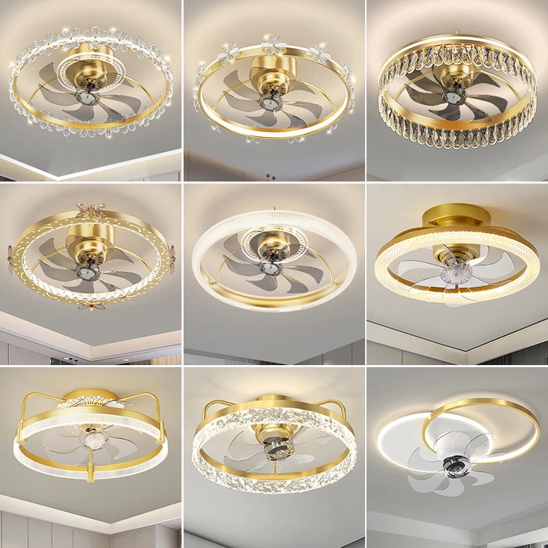 ventilateur or blanc moderne télécommande led transparent 50cm certification ul vde rohs