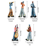 statues musiciens résine trompette saxophone chanteur clavier violoncelle ethnique artisanal décoration maison salon
