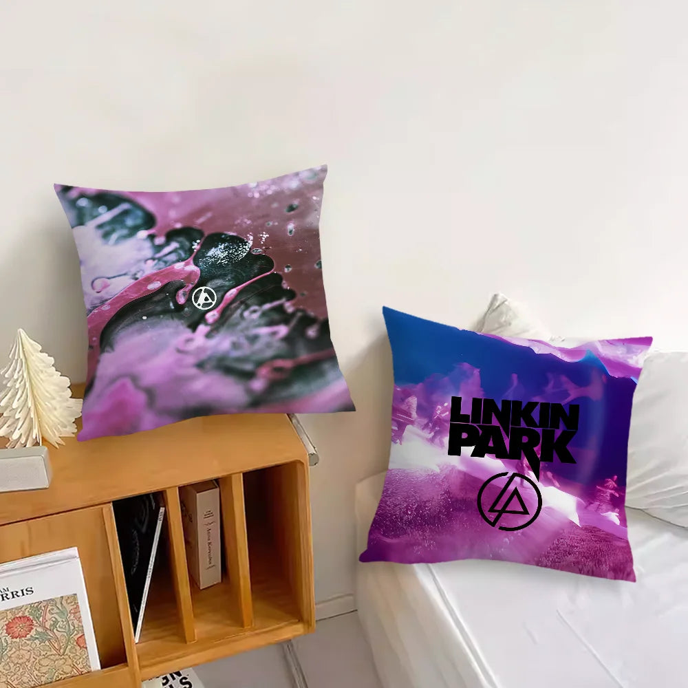taie d'oreiller moderne motif abstrait noir violet rose bleu polyester coton décoratif canapé salon