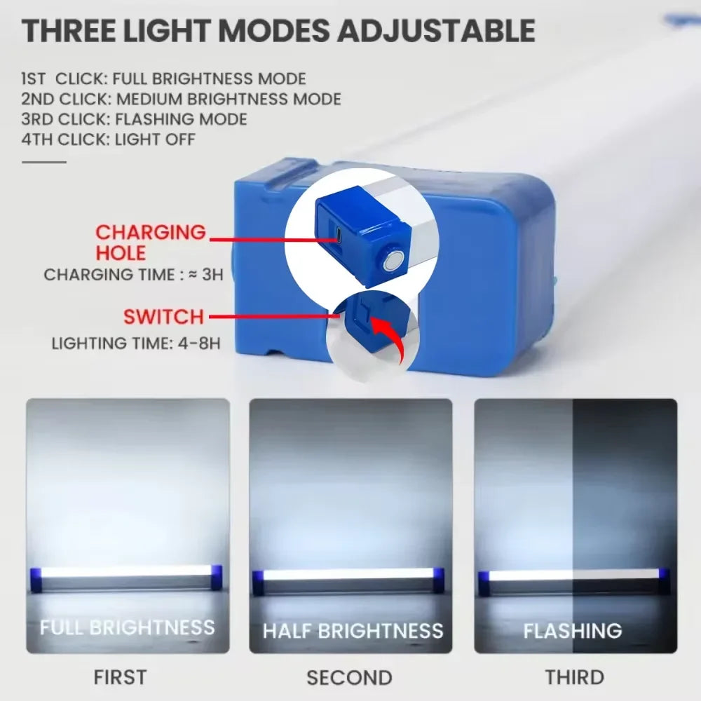 lampe led rechargeable clips magnétiques blanc bleu moderne pratique éclairage extérieur nuit campingurgence
