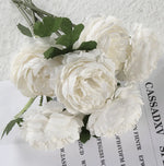 Bouquet artificiel pivoine rose pâle blanc feuilles vertes décoration intérieure romantique 29cm total length