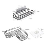 étagère angle salle bains adhésive poids 20kg noir grille métallique moderne organisateur accessoires douche