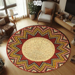 tapis rond multicolore motifs ethniques moderne antidérapant polypropylène polyesterversible extérieur intérieur décoration chambre salon