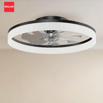 ventilateur led moderne noir blanc pales télécommande vitesses lumens 5000