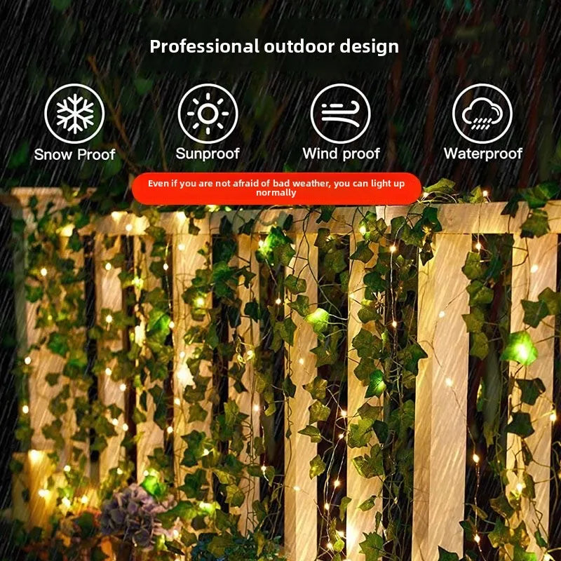 guirlande lumineuse feuilles vertes fleurs led noël mariage décoration maison festiveextérieurintérieur