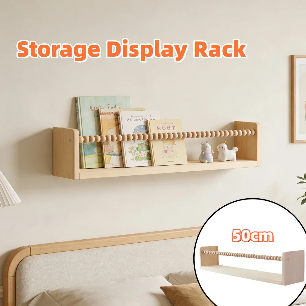 étagère murale bois naturel clair moderne 50cm longueur rangement chambre enfants