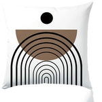 taies d'oreiller polyester motifs géométriques feuilles moderne blanc marron noir opaques canapé lit 40x40cm