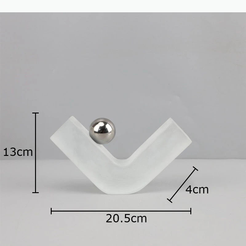 sculpture décorative moderne forme sphère métallique argentée transparente minimaliste