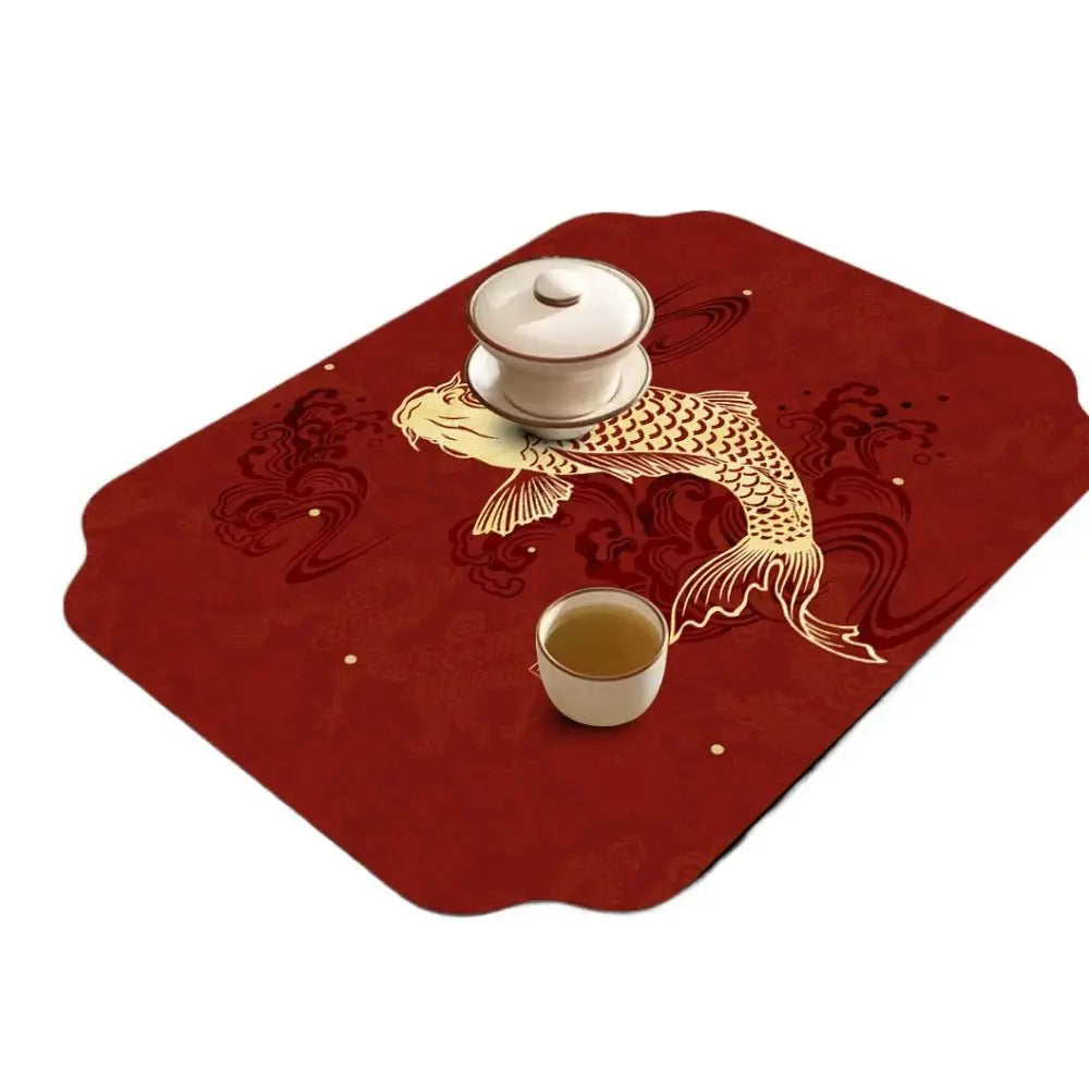 tapis table art traditionnel fleurs oiseaux bleu clair beige brun