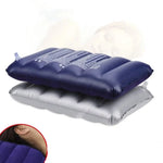 coussin gonflable violet gris clair velours rayures horizontales moderne confortable étiquette expliquative voyage camping