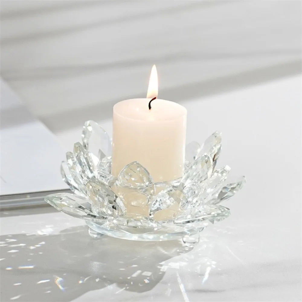 support bougie moderne transparent fleur lotus multicolore rose marron violet élégant décoration intérieure bougies