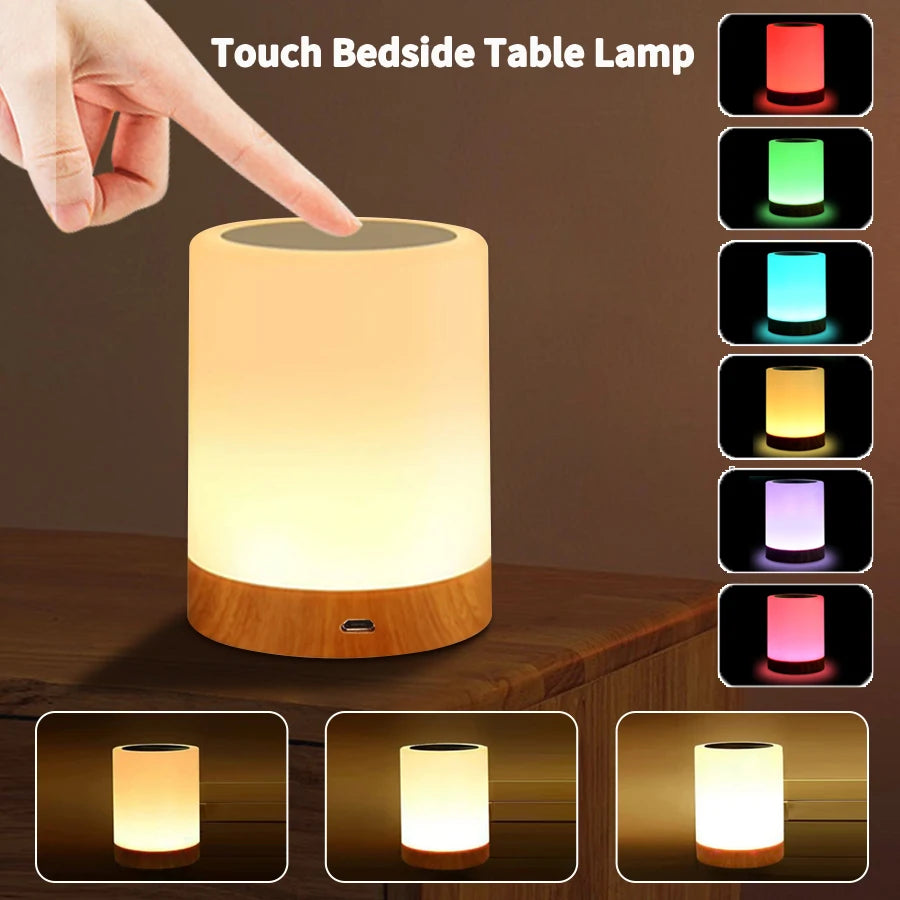 lampe tactile led rechargeable usb moderne couleur rgb blanc chaud chambre coucher portable