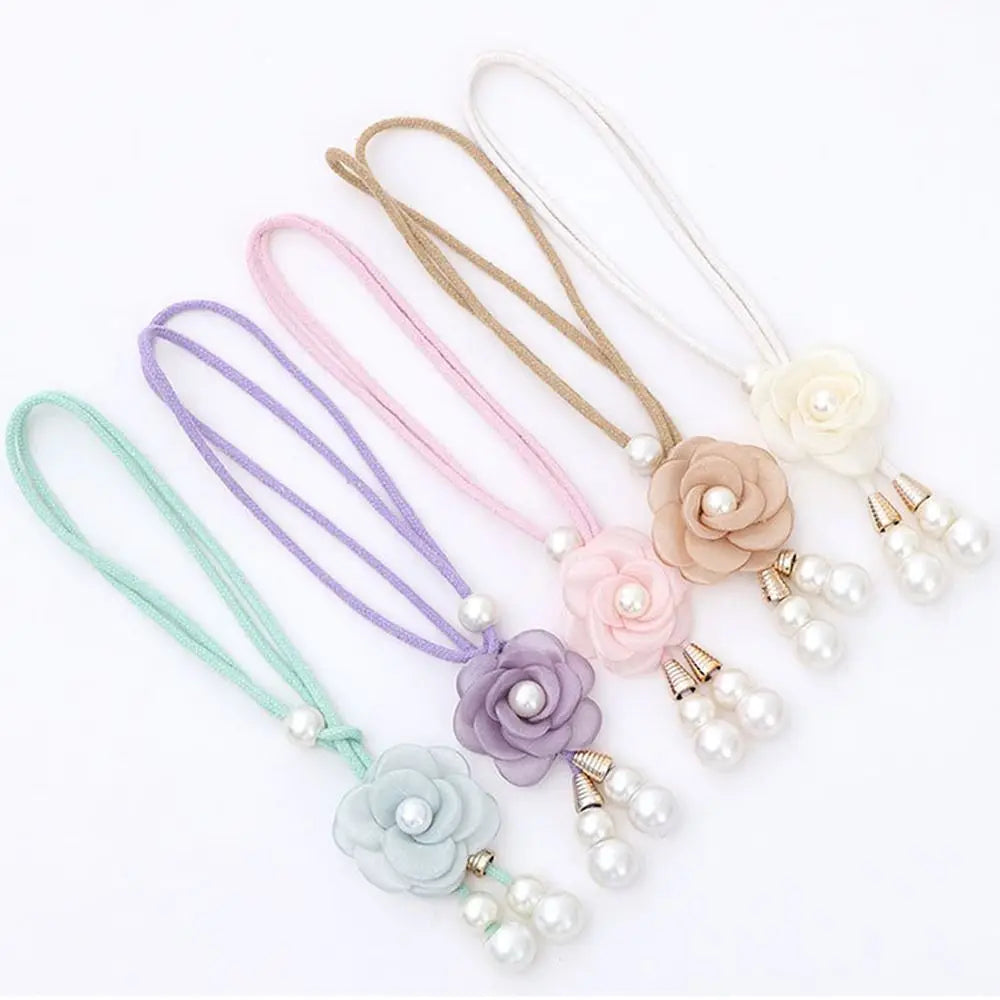 accessoires rideau fleurs cordon tressé rose violet beige blanc vert marronclair