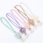 accessoires rideau fleurs cordon tressé rose violet beige blanc vert marronclair
