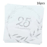 assiettes jetables dorées festives 8pcs anniversaire guirlandes feuilles textes classiques blancs