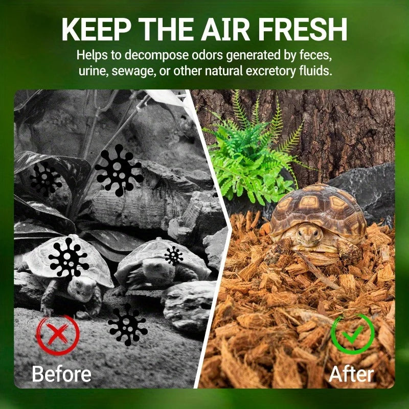 substrat coco copeaux terrarium reptiles tortues gecko serpent grenouille naturel animal camouflage jardinage biotope