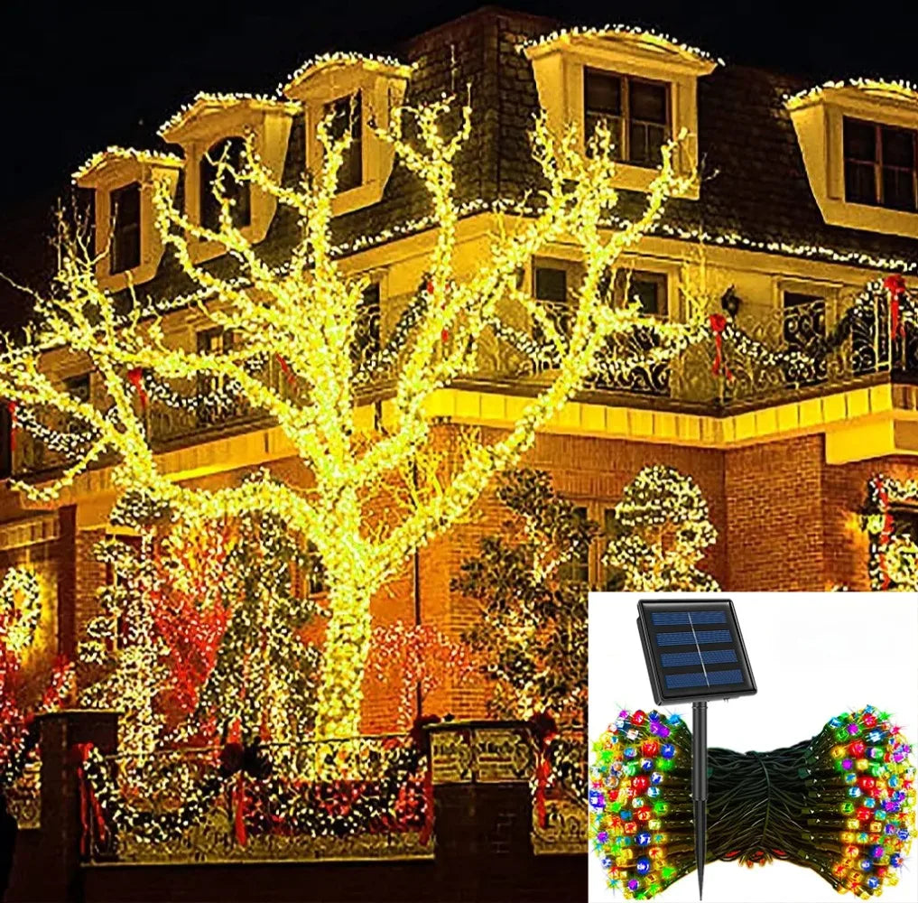 guirlande lumineuse multicolore moderne extérieure led solaire 100leds 10mètres festive jardin mariage