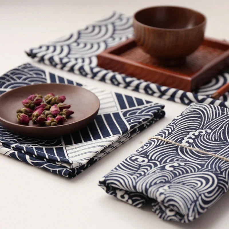 tissu teint motif vagues bleu marine blanc moderne serviettes 150cm large résistant abrasion 150x50cm