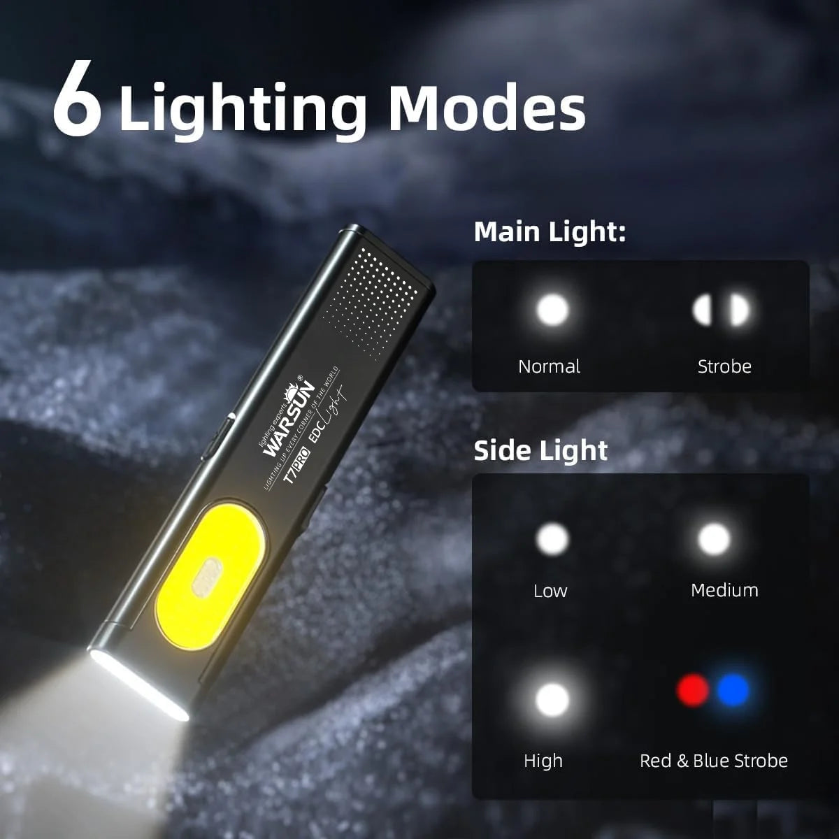 lampe poche rechargeable led alliage aluminium base magnétique clip métallique moderne