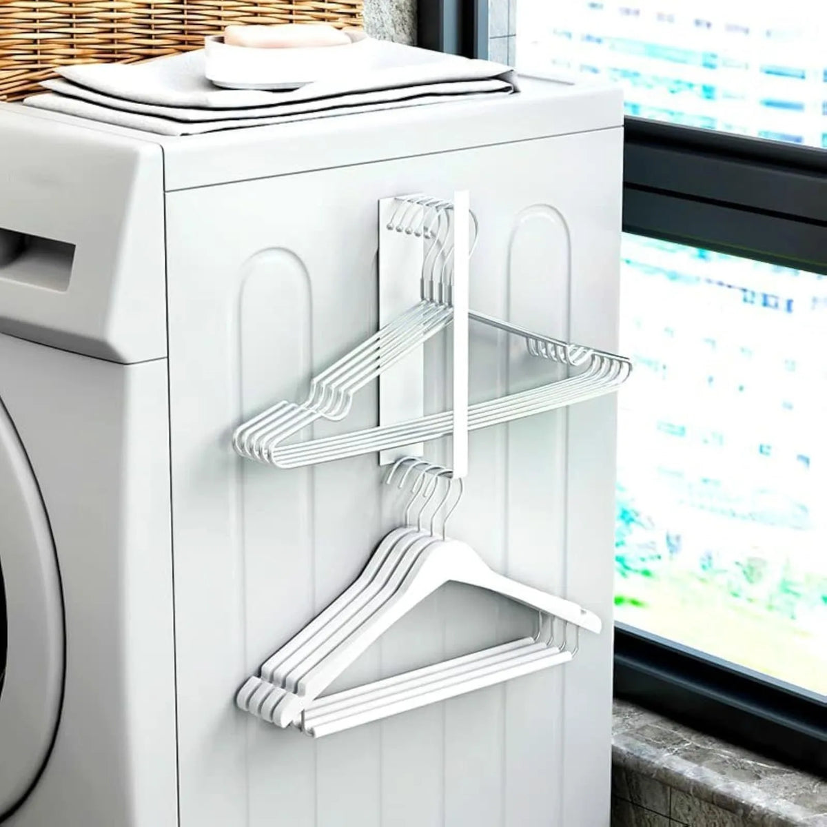 porte cintres adhésifs blancs modernes buanderie cuisine utilisation multiple fer minimaliste