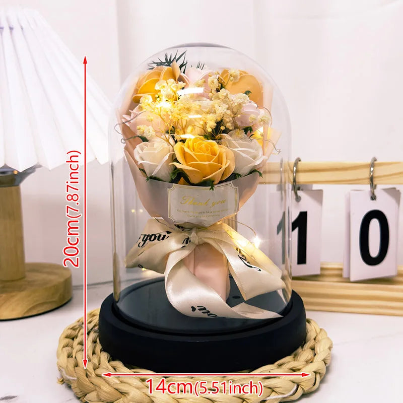 bouquet roses stabilisées cloche verre noir rose bleu violet romantiqueintérieur decorationévénement mariage