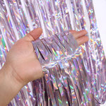 rideau franges métalliques moderne blanc rose brillant opalescent festif mariage anniversaire décoration fête