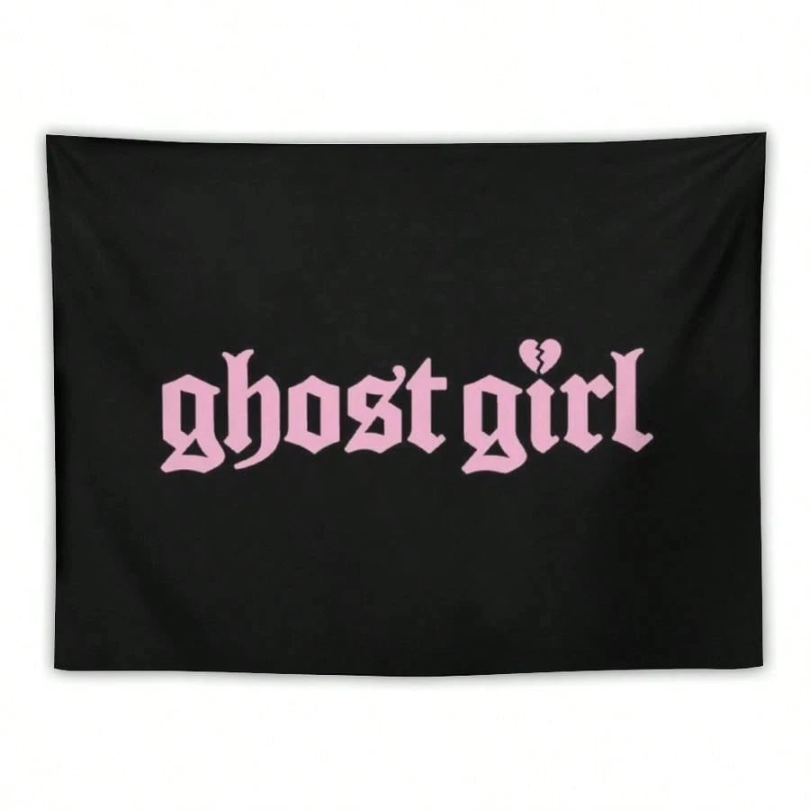 tapisserie murale moderne ghost girl noir rose décoration intérieure salon chambre tissage imprimé polyestère