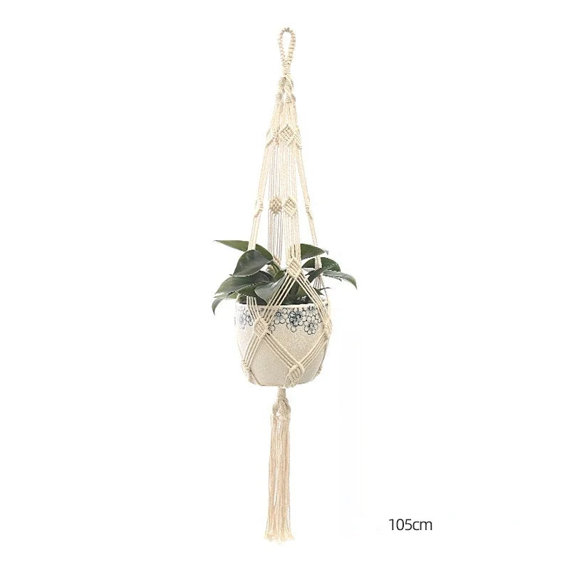 support plante suspendue macramé blanc cassé boho pot fleurs décoration balcon intérieur jardin