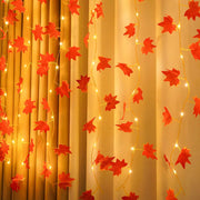 guirlande lumineuse feuilles érable automnales orange jaune chaleureuse salon chambre jardin led usb