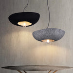 Suspension lumineuse moderne noir gris grains ciment opacité câble suspendu salon chambre